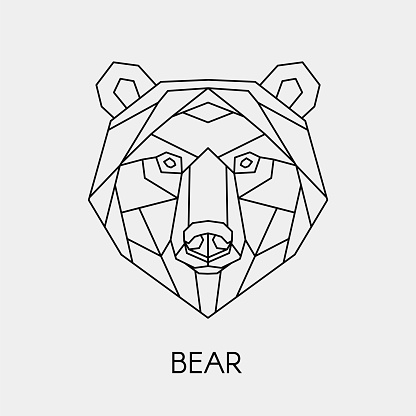 Geometric Linear Bear Polygonal Head Animal Vector Geometric Linear Bear Polygonal Head Animal Vector