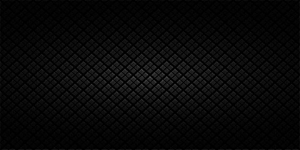 Geometric lines and dots pattern on black background vector art illustration