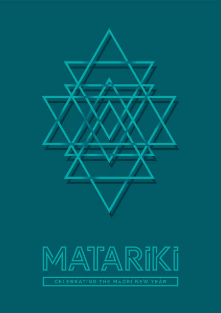 NZ Geometric Matariki Star Maori New Year vector art illustration