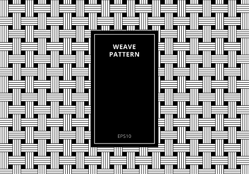 Geometric seamless black and white weave pattern background. Abstract striped geometric modern stylish texture. Vector illustration