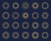 Set of geometric sun rays. Vector design elements.