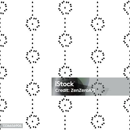 istock Geometrical monochrome seamless pattern. Black drop shapes. White colore easy editable background. Vector 1336656906