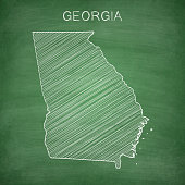 Map of Georgia drawn in chalk on a green chalkboard with chalk traces. Vector Illustration (EPS10, well layered and grouped). Easy to edit, manipulate, resize or colorize. Please do not hesitate to contact me if you have any questions, or need to customise the illustration. http://www.istockphoto.com/portfolio/bgblue