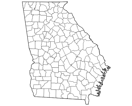 Georgia - outline map with counties