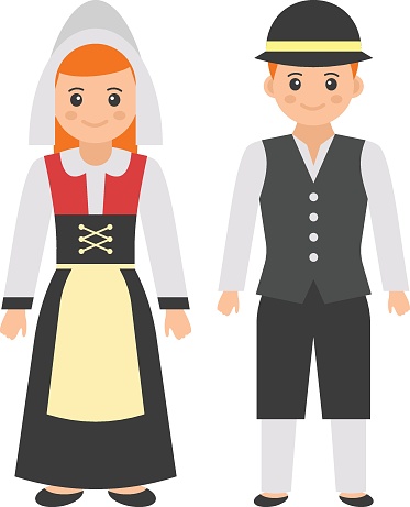 German couple standing together Concept, Lederhosen Bavarian vector color icon design, World Indigenous Peoples symbol, characters in casual clothes Sign, traditional dress stock illustration
