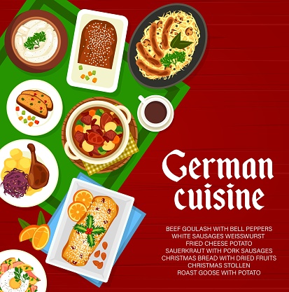 German cuisine menu cover page vector template