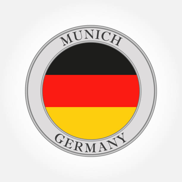 德國國旗圓形圖示或按鈕。德國和慕尼克圈子徽章。向量例證。 - bayern 幅插畫檔、美工圖案、卡通及圖標