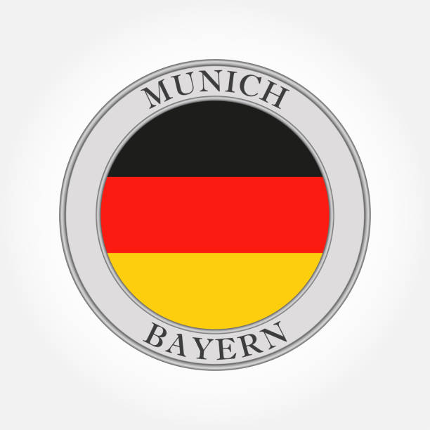 德國國旗圓形圖示或按鈕。德國、巴伐利亞或拜仁和慕尼克圈子徽章。向量例證。 - bayern 幅插畫檔、美工圖案、卡通及圖標
