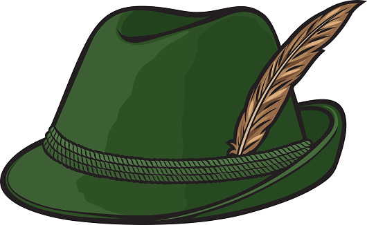 german hunting hat with feather and rope vector illustration