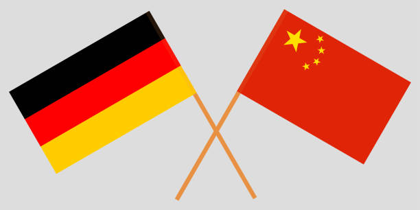 bildbanksillustrationer, clip art samt tecknat material och ikoner med tyskland och kina flaggor. officiella färger. vektor - f��rg