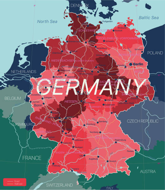deutschland land detaillierte bearbeitbare karte - mainz stock-grafiken, -clipart, -cartoons und -symbole