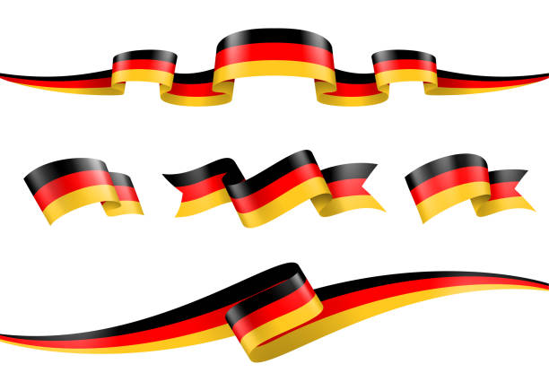 독일 국기 리본 세트 - 벡터 스톡 일러스트레이션 - 독일 문화 stock illustrations