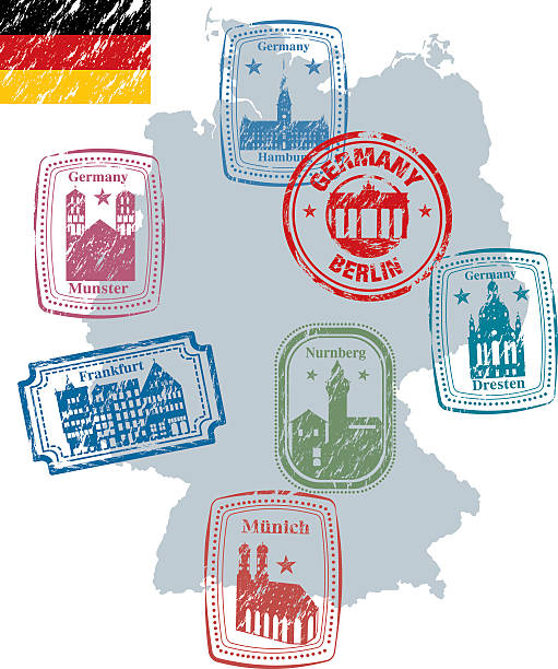 deutschland-briefmarke - ostsee stock-grafiken, -clipart, -cartoons und -symbole