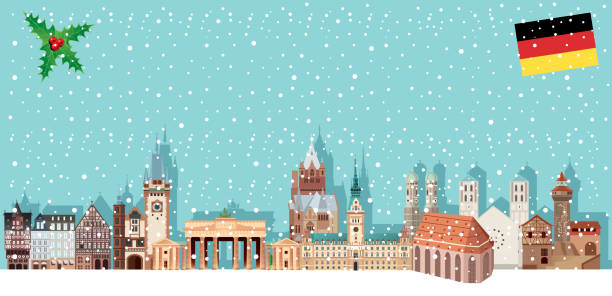 stockillustraties, clipart, cartoons en iconen met duitsland-winter - berlin snow