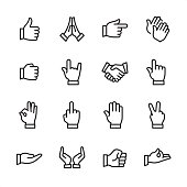 16 line black and white icons / Set #26