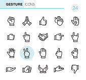 20 Outline Style - Black line - Pixel Perfect Gesture icon / Set #24