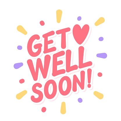 Get well soon card. Vector lettering.