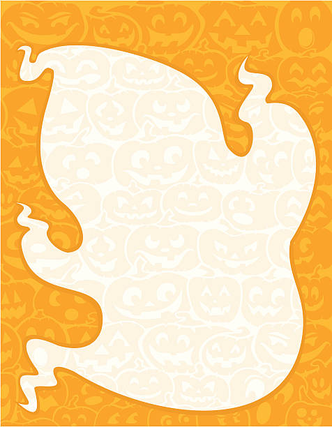 Ghost and Pumpkin Border vector art illustration