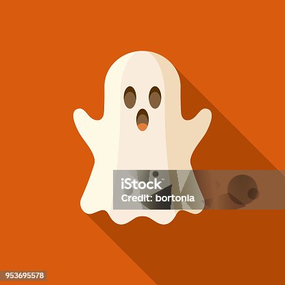 istock Ghost Flat Design Halloween Icon with Side Shadow 953695578