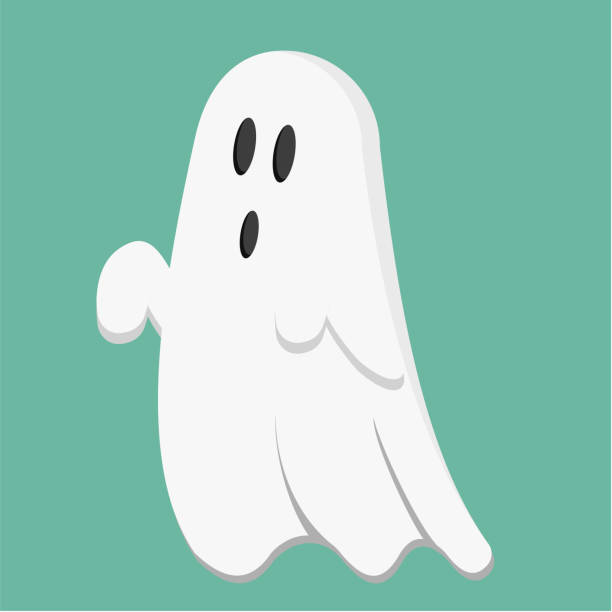 Ghost A cute ghost that flies above the ground for Halloween ghost stock illustrations