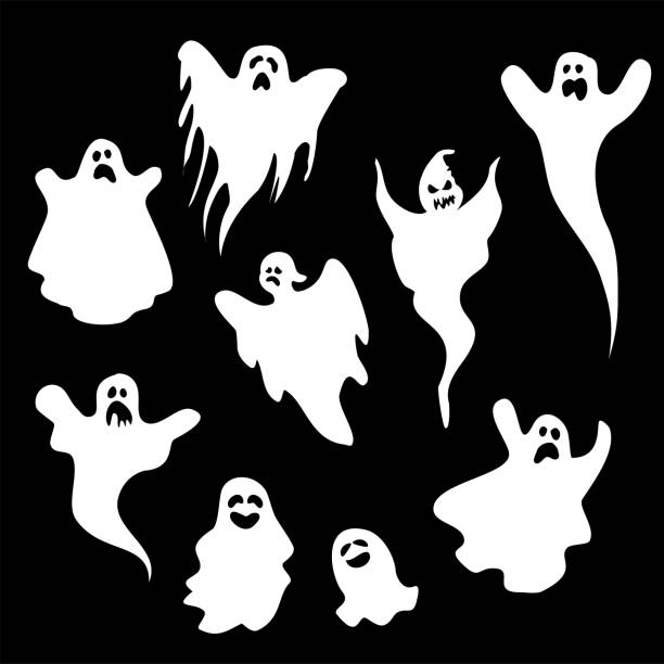 ilustraciones, imágenes clip art, dibujos animados e iconos de stock de colección de vectores de estilo de dibujos animados ghosts - ghost