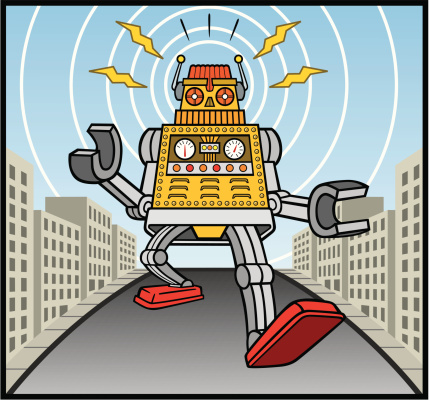 Giant Cartoon Toy Robot Stock Illustration - Download ...