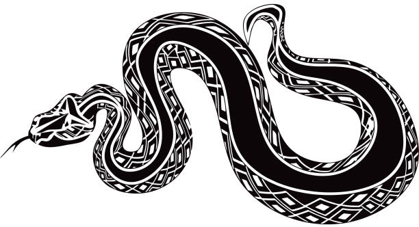 Giant snake vector tattoo vector art illustration