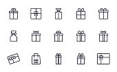 Gift box icons set outline style