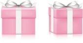 2 pink gift boxes in 2 angleswith isolated background