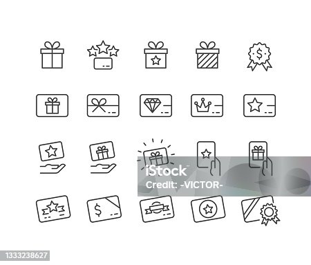 istock Gift Certificate and Card Icons - Classic Line Series 1333238627