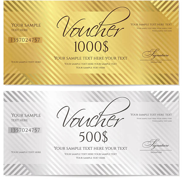Gift certificate (Voucher / coupon) stripe pattern, bow (money, currency, check) Download include blank (clear note) JPEG (without text) award patterns stock illustrations