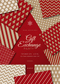 Gift Exchange Party invitation with geometric Christmas Tree. Stock illustration