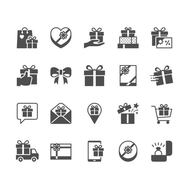 Gift flat icons. Simple vector flat Icons. Pixel perfect. gift icons stock illustrations
