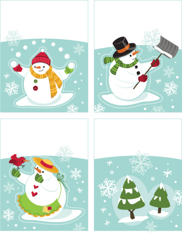 Gift tags Snowmen Family