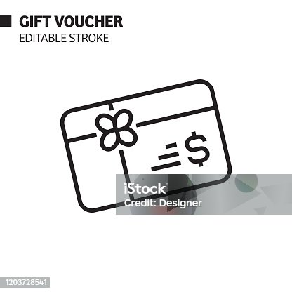 istock Gift Voucher Line Icon, Outline Vector Symbol Illustration. Pixel Perfect, Editable Stroke. 1203728541