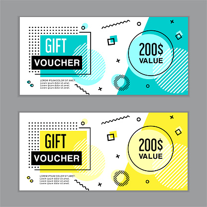 Bleed Size in in proportion 214x99 mm. Vector illustration of the gift vouchers template.