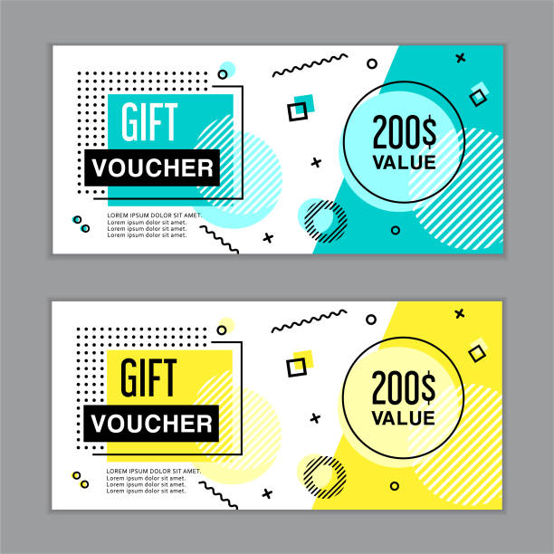 Gift Vouchers Template Bleed Size in in proportion 214x99 mm. Vector illustration of the gift vouchers template. tickets and vouchers templates stock illustrations