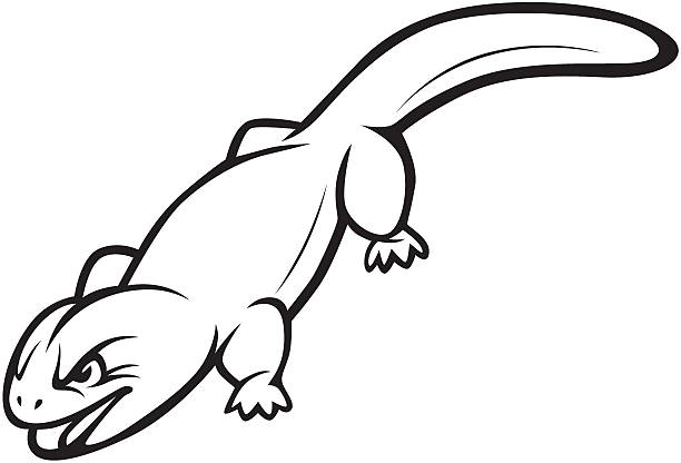 Gila Monster Lizard Outline Illustration A vector cartoon illustration of a gila monster, a  venomenous lizard, in mascot, logo, icon, tattoo drawing style gila monster stock illustrations