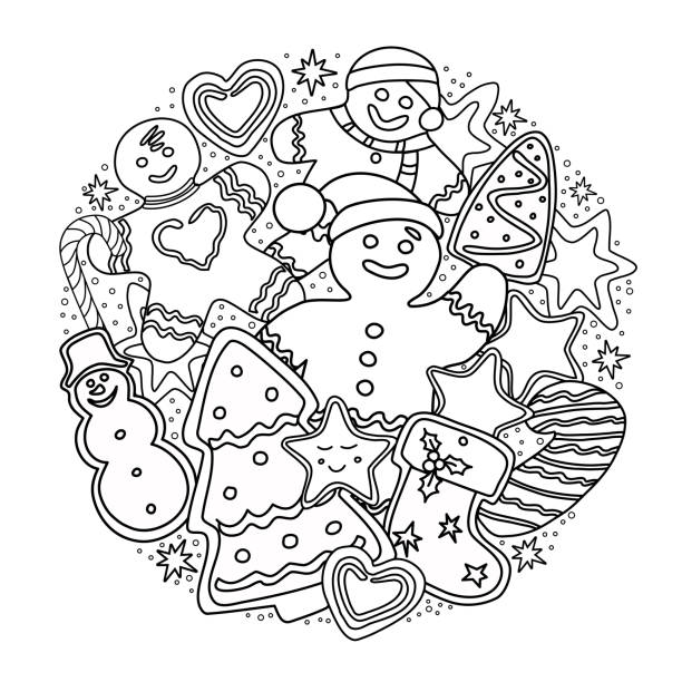 Gingerbread coloring book. Christmas and new year. Vector. Gingerbread coloring book. Christmas and new year. Vector. cupcakes coloring pages stock illustrations