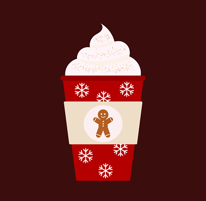 Gingerbread cookie spice latte or hot chocolate Christmas drink.