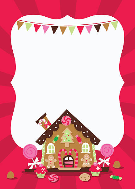 Gingerbread House copy space A vector illustration of christmas gingerbread house copy space background. Ideal for christmas greeting cards, invitations, or marketing ad. gingerbread house stock illustrations