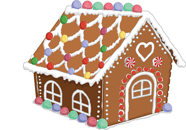 Gingerbread House Vector illustration of a gingerbread house. gingerbread house stock illustrations