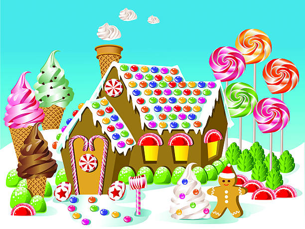 ilustrações de stock, clip art, desenhos animados e ícones de casa de gengibre - strawberry ice cream