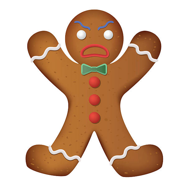 gingerbread man decorated. funny and angry - decorated gingerbread men silh...