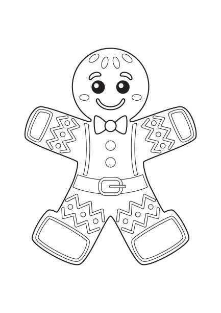 Gingerbread man doodle coloring book page for christmas Gingerbread man doodle coloring book page for christmas. Stock vector gingerbread man coloring page stock illustrations