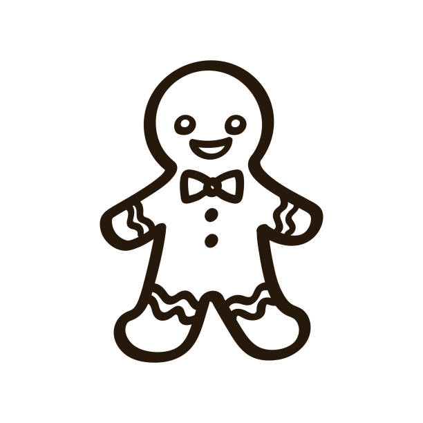 Gingerbread man with bow tie outline doodle clipart Gingerbread man with bow tie outline doodle clipart gingerbread man coloring page stock illustrations