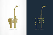 Giraffe lettering similar to silhouette of standing giraffe. Two variations