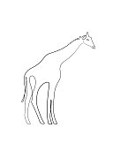 Giraffe standing one line drawing continuous line