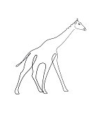 Giraffe walking one line drawing continuous line