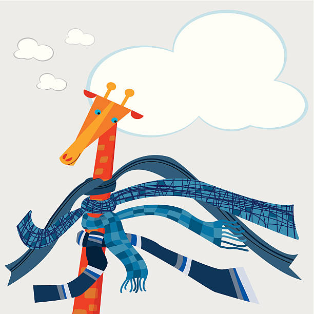 ilustraciones, imágenes clip art, dibujos animados e iconos de stock de jirafa, invierno y scarves - tintanegra00